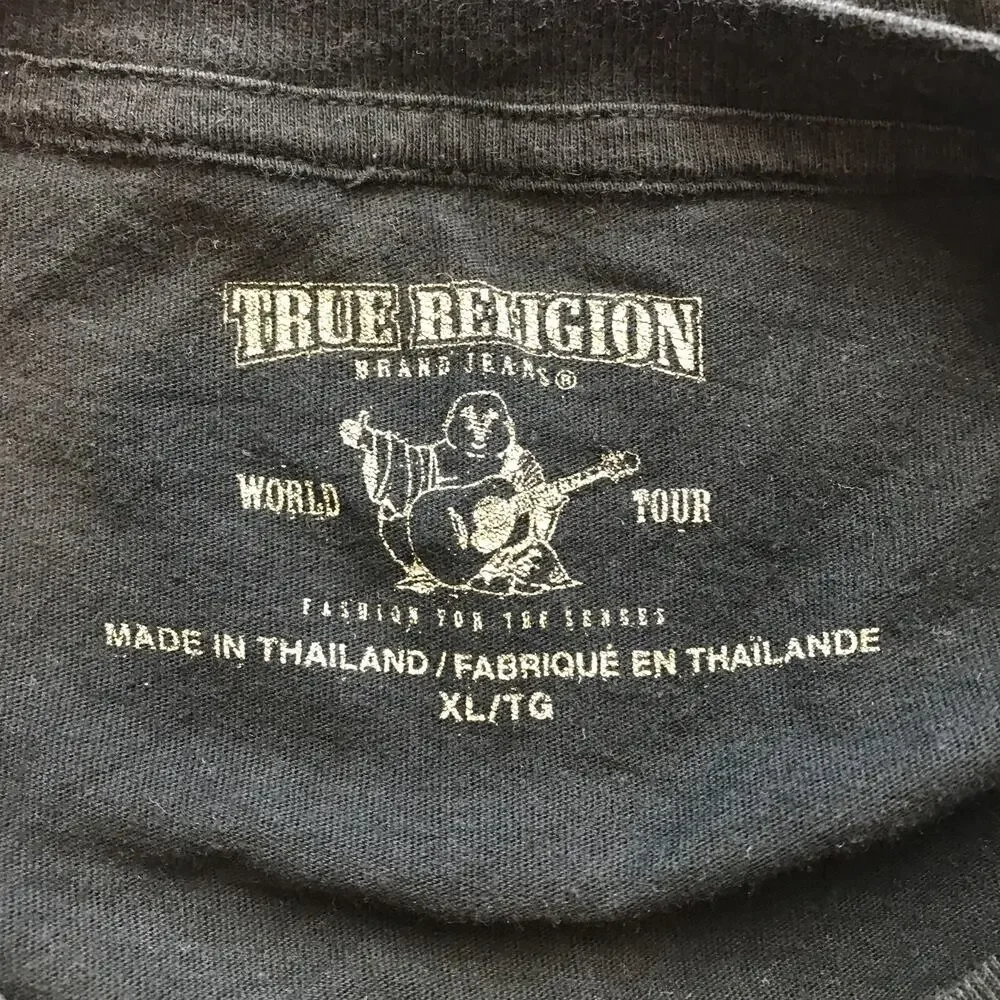 True Religion Saloon Graphic Shirt Mens Size XL Black Short Sleeve Cotton